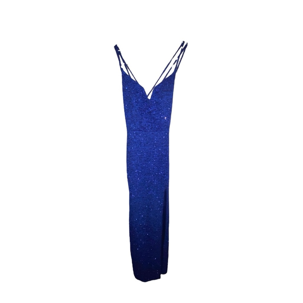 Blue Sparkle Knit Barristers Ball Prom Dress | Juniors Sz 3 / Women's Sz 2/4